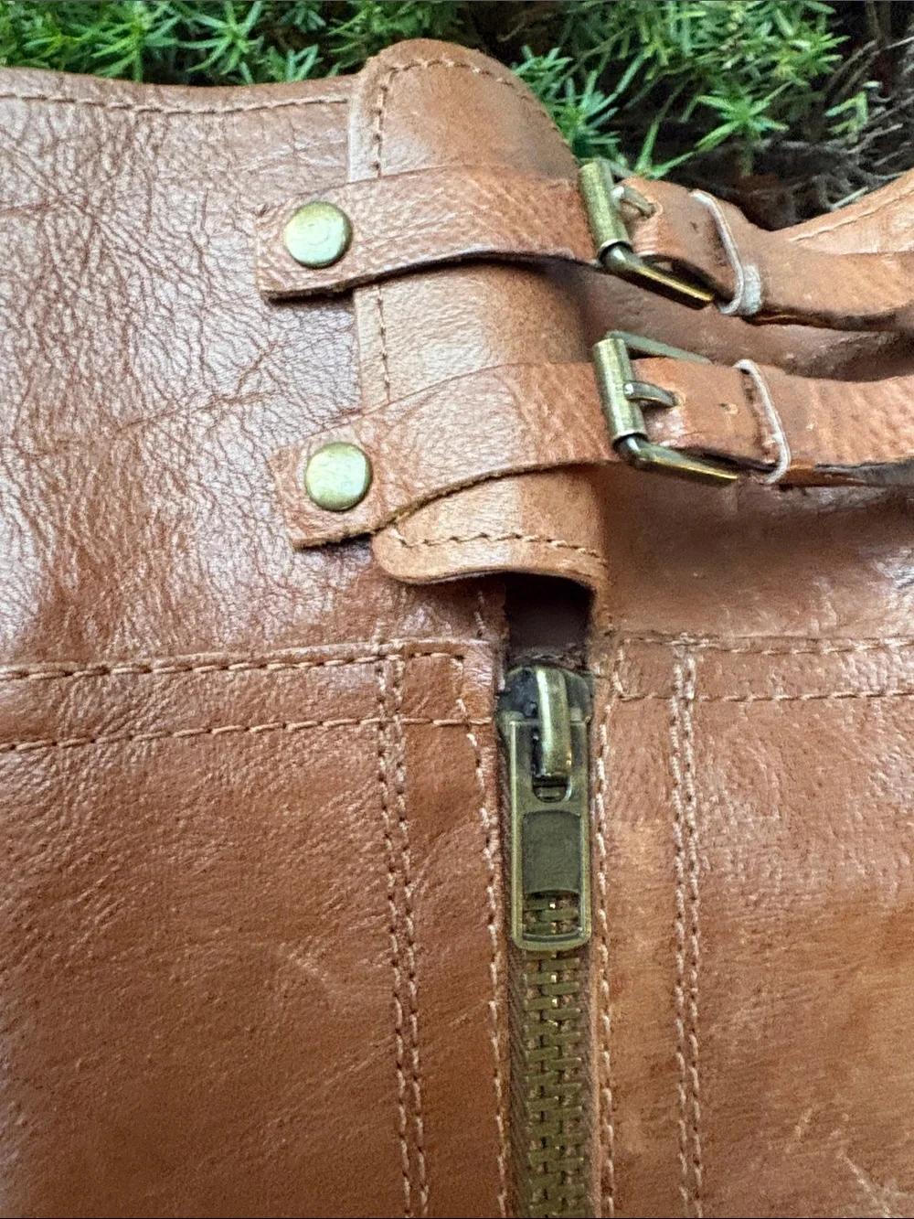 Women's Brown Leather Mid-Calf Riding Boots with Zipper